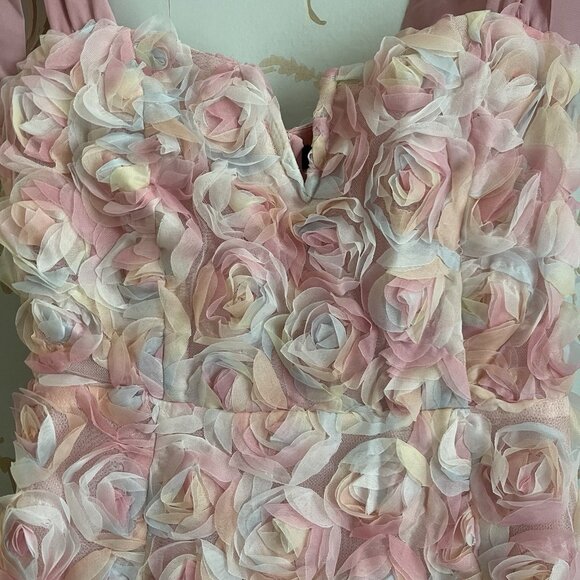 Lulus Womens Coquette Fairycore Floral Rosette Dress Size S Cottagecore Princess - Picture 9 of 15